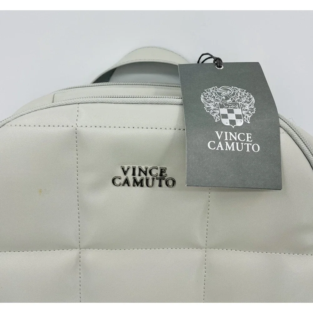 Vince Camuto Addison Gray Quilted Puffy Backpack Faux Leather
